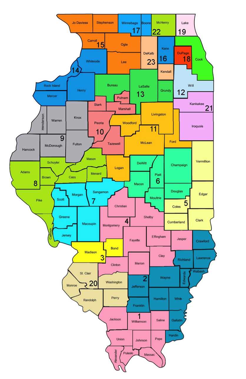 Illinois Judges 2015: Map of the 24 Illinois Judicial Circuits
